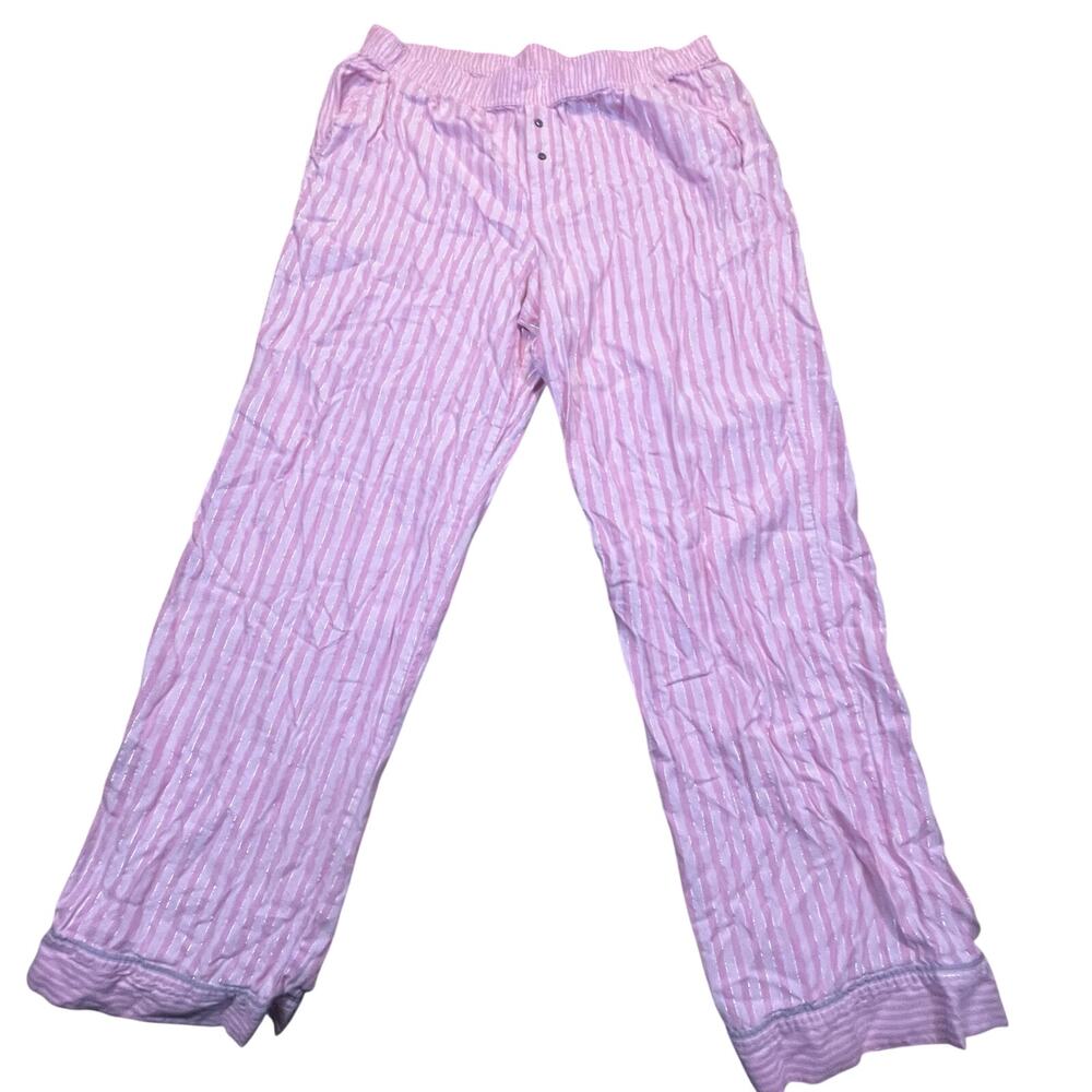 Victoria Secret Pink Striped Pajama Pants Womens L Glitter Lounge
